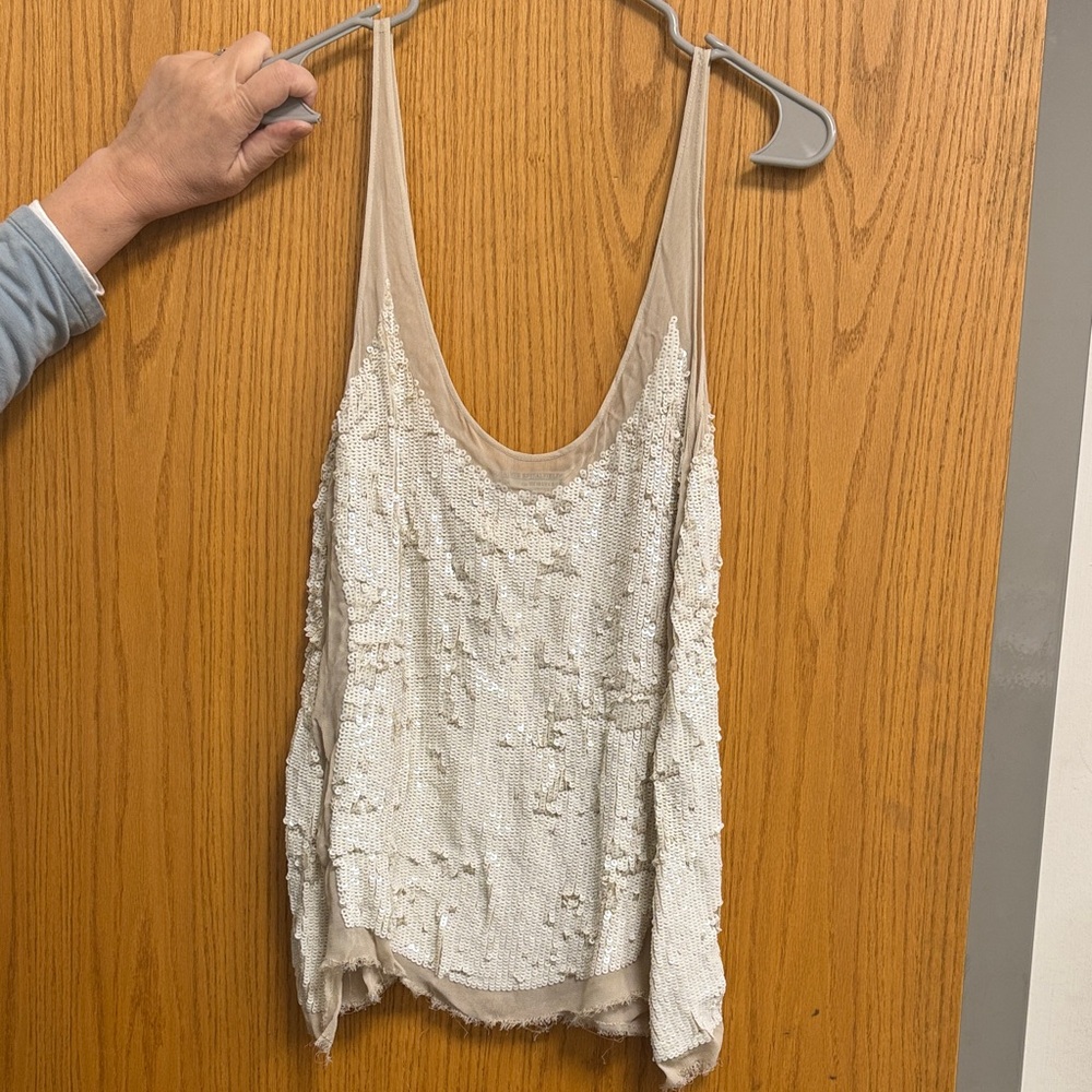 All Saints Cream Sequin Camisole